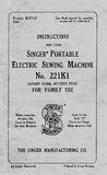 SINGER 221K1 SEWING MACHINE INSTRUCTIONS FOR USING 23 PAGES ENGLISH