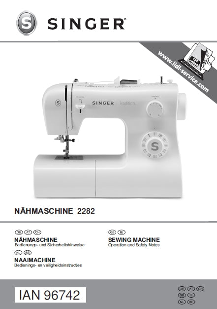 SINGER 2282 NAHMASCHINE/SEWING MACHINE/NAAIMACHINE BEDIENUNGSANLEITUNG INSTRUCTION MANUAL 72 SEITE DEUT ENG NL