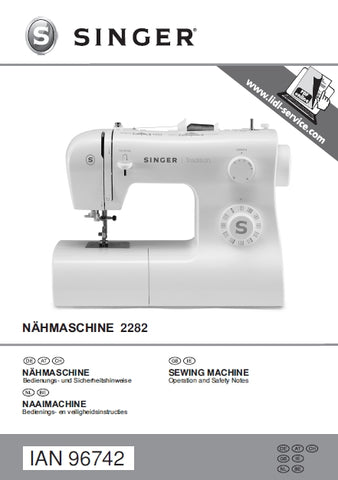 SINGER 2282 NAHMASCHINE/SEWING MACHINE/NAAIMACHINE BEDIENUNGSANLEITUNG INSTRUCTION MANUAL 72 SEITE DEUT ENG NL