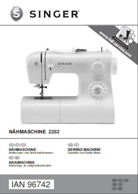 SINGER 2282 NAHMASCHINE BEDIENUNGSANLEITUNG 72 SEITE DEUTSCH ENGLISH NL