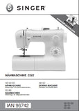 SINGER 2282 NAHMASCHINE BEDIENUNGSANLEITUNG 72 SEITE DEUTSCH ENGLISH NL