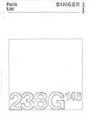 SINGER 238G146 SEWING MACHINE PARTS LIST 24 PAGES ENGLISH