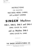 SINGER 246-1 246-2 246-3 246-4 246-5 SEWING MACHINE INSTRUCTIONS ADJUSTING 7 PAGES ENGLISH