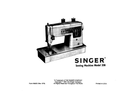 SINGER 338 SEWING MACHINE INSTRUCTION MANUAL 38 PAGES ENG