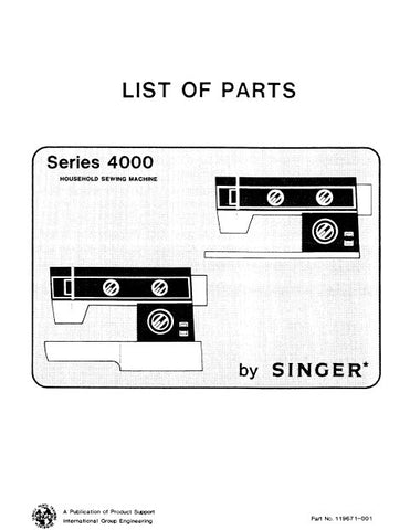 SINGER 4000 SERIES SEWING MACHINE LIST OF PARTS 38 PAGES ENGLISH
