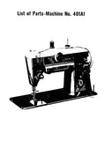 SINGER 401A1 SEWING MACHINE LIST OF PARTS 4 PAGES ENGLISH