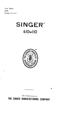 SINGER 410W110 SEWING MACHINE ILLUSTRATED PARTS LIST 7 PAGES ENGLISH