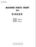 SINGER 431D200A 431D201A SEWING MACHINE MACHINE PARTS CHART 8 PAGES ENGLISH