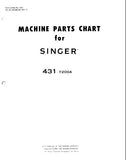 SINGER 431T200A SEWING MACHINE MACHINE PARTS CHART 8 PAGES ENGLISH