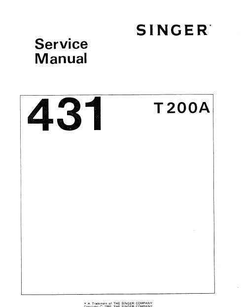 SINGER 431T200A  SEWING MACHINE SERVICE MANUAL 12 ENGLISH