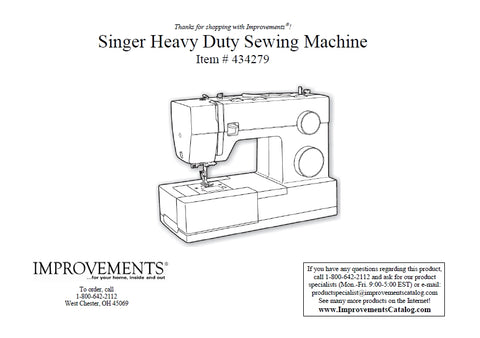 SINGER 434279 IMPROVEMENTS SEWING MACHINE MAQUINA DE COSER MACHINE A COUDRE INSTRUCTION MANUAL MANUAL DE INSTRUCCIONES MANUEL D'INSTRUCTIONS 67 PAGES ENG ESP FR