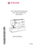 SINGER 4411 4423 4432 4443 4452 5511 5523 5532 5554 44S-85SCH HD633XM CP635XM HD636XM HD638XM SEWING MACHINE SERVICE MANUAL 34 PAGES ENGLISH