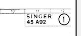 SINGER 45A92 SEWING MACHINE ILLUSTRATED PARTS LIST 5 PAGES ENGLISH
