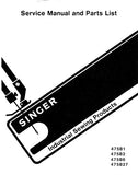 SINGER 475B1 475B2 475B6 475B27 SEWING MACHINE SERVICE MANUAL AND PARTS LIST 45 PAGES ENGLISH