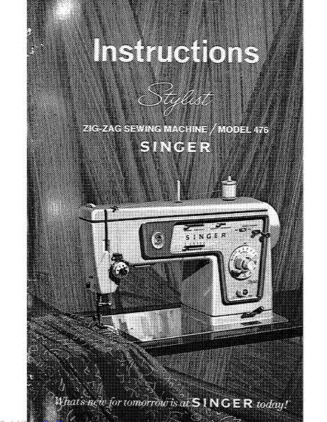 SINGER 476 STYLIST SEWING MACHINE INSTRUCTIONS 80 PAGES ENGLISH