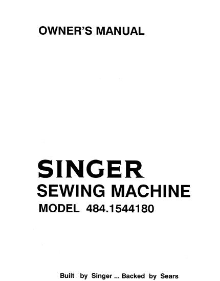 SINGER 484.1544180 SEWING MACHINE OWNERS MANUAL 40 PAGES ENGLISH