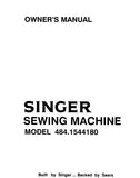 SINGER 484.1544180 SEWING MACHINE OWNERS MANUAL 40 PAGES ENGLISH