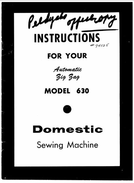 SINGER 630 SEWING MACHINE INSTRUCTIONS 10 PAGES ENGLISH
