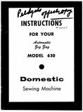 SINGER 630 SEWING MACHINE INSTRUCTIONS 10 PAGES ENGLISH