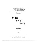 SINGER 7-16 7-17 7-18 SEWING MACHINE LIST OF PARTS 29 PAGES ENGLISH