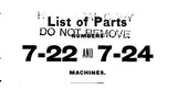 SINGER 7-22 7-24 SEWING MACHINE LIST OF PARTS 40 PAGES ENGLISH