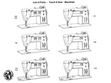 SINGER 750 737 755 758 756 778 770 775 TOUCH AND SEW SEWING MACHINE LIST OF PARTS 29 PAGES ENGLISH