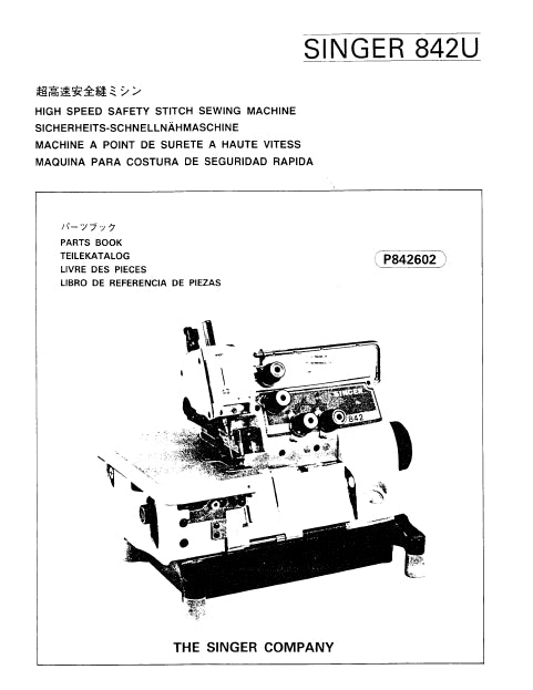 SINGER 842U SEWING MACHINE PARTS BOOK 75 PAGES ENG DEUT FRANC ESP