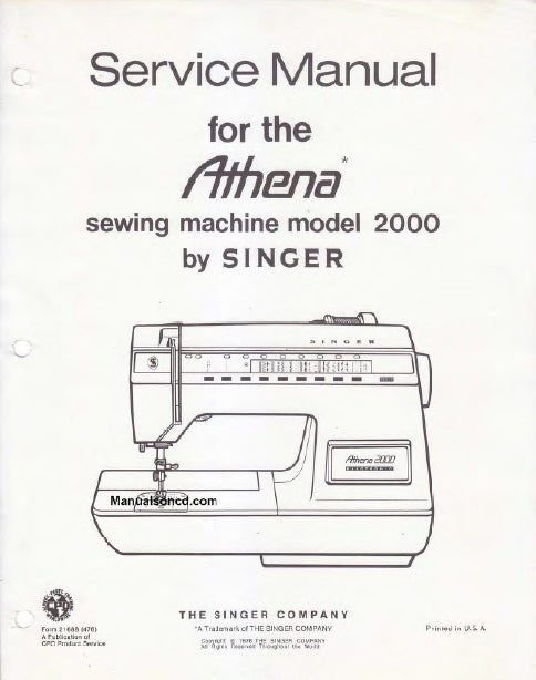 SINGER ATHENA 2000 SEWING MACHINE SERVICE MANUAL 131 PAGES IN ENGLISH