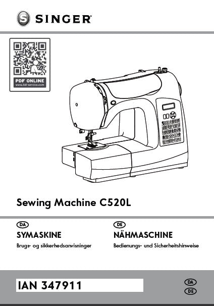 SINGER C520L NAHMASCHINE/SYMASKINE BEDIENUNGSANLEITUNG/BRKSANVISNING 101 SEITE DEUT DAN