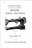 SINGER CLASS 11 11-11 TO 11-37 SEWING MACHINE INSTRUCTIONS FOR USING AND ADJUSTING 11 PAGES ENGLISH)