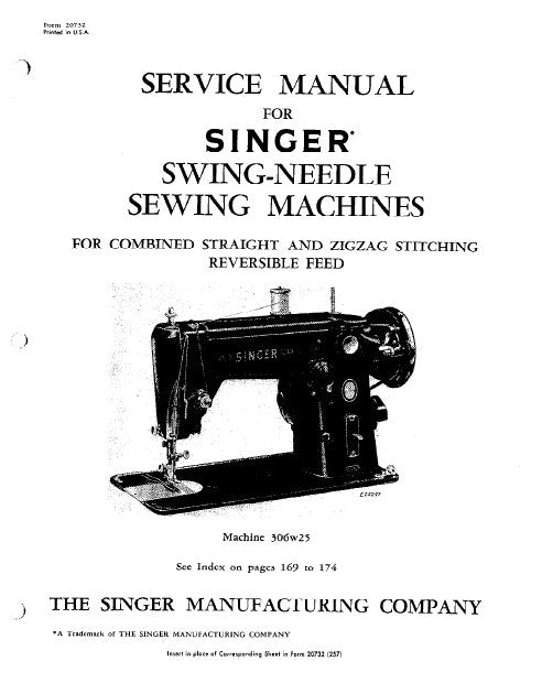 SINGER CLASS 306 319 401 206K43 206K25 SEWING MACHINE SERVICE MANUAL 183 ENGLISH