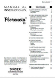 SINGER FLORENCIA 63 MAQUINA DE COSER MANUAL DE INSTRUCCIONES 33 PAGINAS ESPANOL
