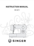 SINGER HD4411 SEWING MACHINE INSTRUCTION MANUAL 34 PAGES ENGLISH