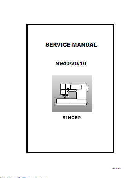 SINGER QUANTUM 9910 9920 9940 SEWING MACHINE SERVICE MANUAL 38 PAGES ENGLISH