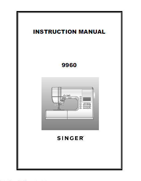 SINGER QUANTUM STYLIST 9960 SEWING MACHINE INSTRUCTION MANUAL 63 PAGES ENGLISH