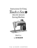 SINGER TOUCH AND SEW 600 SEWING MACHINE INSTRUCTIONS FOR USING 62 PAGES ENGLISH
