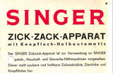 SINGER ZICK-ZACK-APPARAT NAHMASCHINE HANDBUCH 10 SEITE DEUTSCH