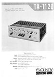 SONY TA-1120 INTEGRATED STEREO AMPLIFIER SERVICING GUIDE 22 PAGES ENG