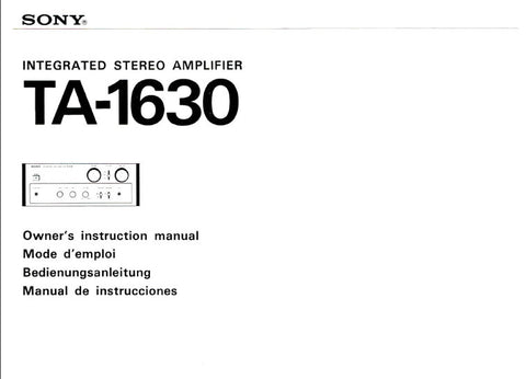 SONY TA-1630 INTEGRATED STEREO AMPLIFIER OWNERS INSTRUCTION MANUAL 32 PAGES ENG FRANC DEUT ESP