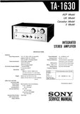 SONY TA-1630 INTEGRATED STEREO AMPLIFIER SERVICE MANUAL 10 PAGES ENG