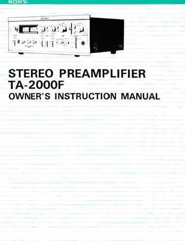 SONY TA-2000F STEREO PREAMPLIFIER OWNERS INSTRUCTION MANUAL 25 PAGES ENG