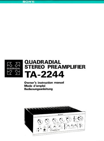 SONY TA-2244 STEREO PREAMPLIFIER OWNERS INSTRUCTION MANUAL 32 PAGES ENG FRANC DEUT