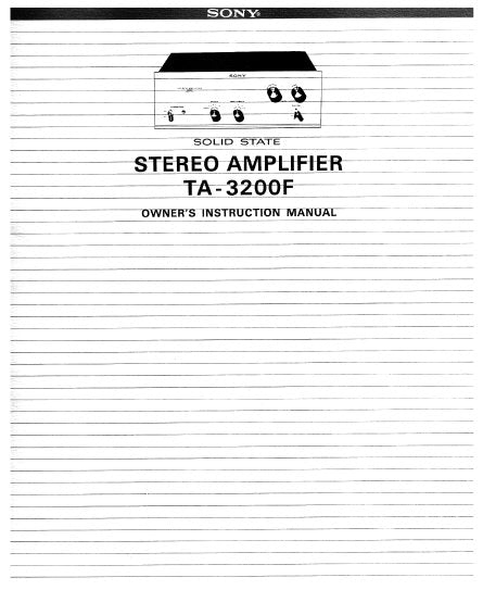 SONY TA-3200F STEREO POWER AMPLIFIER OWNER'S INSTRUCTION MANUAL 16 PAGES ENG