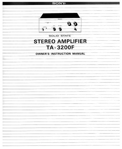 SONY TA-3200F STEREO POWER AMPLIFIER OWNER'S INSTRUCTION MANUAL 16 PAGES ENG