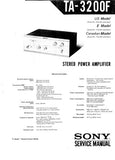 SONY TA-3200F STEREO POWER AMPLIFIER SERVICE MANUAL 11 PAGES ENG