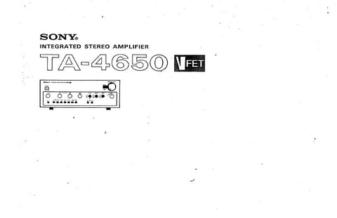 SONY TA-4650 INTEGRATED STEREO AMPLIFIER OWNERS INSTRUCTION MANUAL 44 PAGES ENG FRANC DEUT