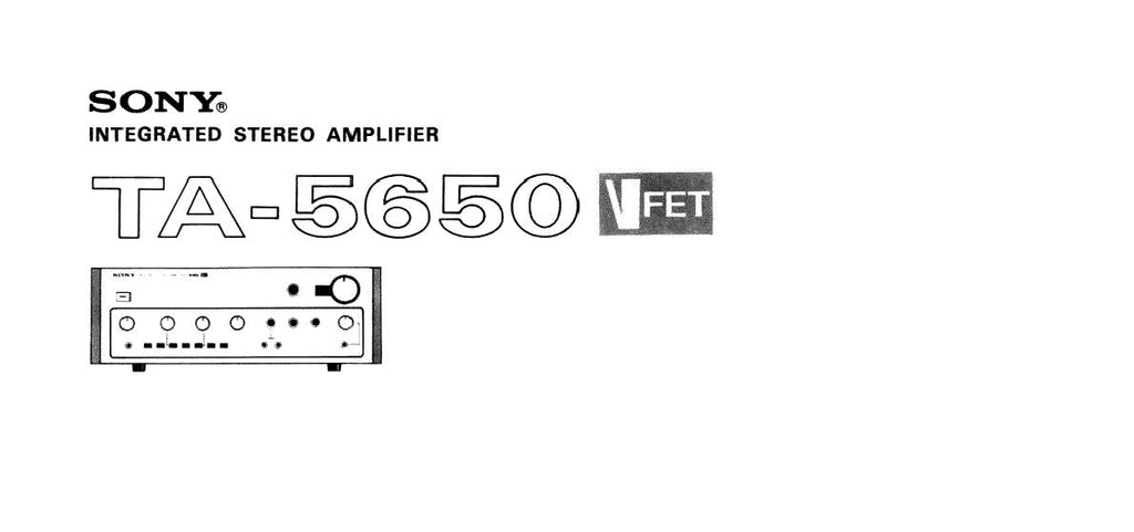 SONY TA-5650 INTEGRATED STEREO AMPLIFIER OWNER'S INSTRUCTION MANUALS 15 PAGES ENG