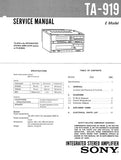 SONY TA-919 INTEGRATED STEREO AMPLIFIER SERVICE MANUAL 12 PAGES ENG