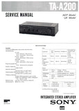 SONY TA-A200 INTEGRATED STEREO AMPLIFIER SERVICE MANUAL 13 PAGES ENG