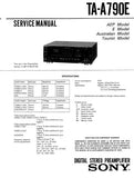 SONY TA-A790E DIGITAL STEREO PREAMPLIFIER SERVICE MANUAL 32 PAGES ENG